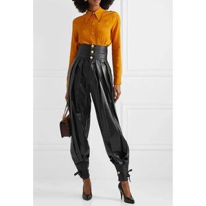 GUCCI Harem Pleated leather tapered pants FW19 $6K